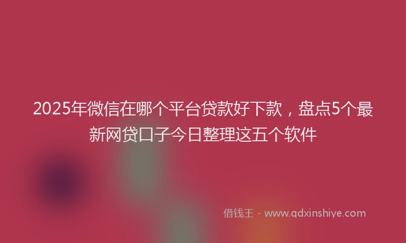2025年微信在哪个平台贷款好下款，盘点5个最新网贷口子今日整理这五个软件