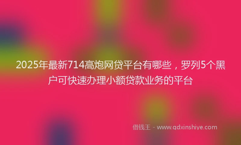 2025年最新714高炮网贷平台有哪些，罗列5个黑户可快速办理小额贷款业务的平台