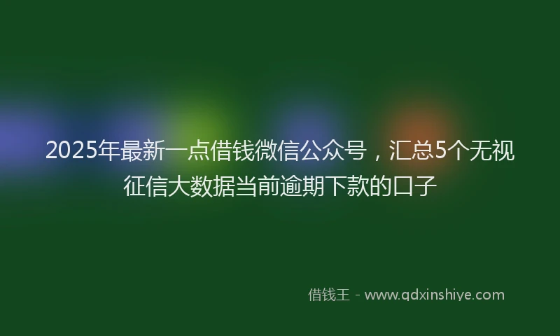 2025年最新一点借钱微信公众号，汇总5个无视征信大数据当前逾期下款的口子