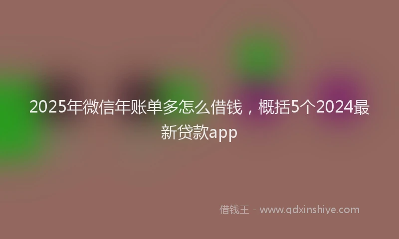 2025年微信年账单多怎么借钱，概括5个2024最新贷款app