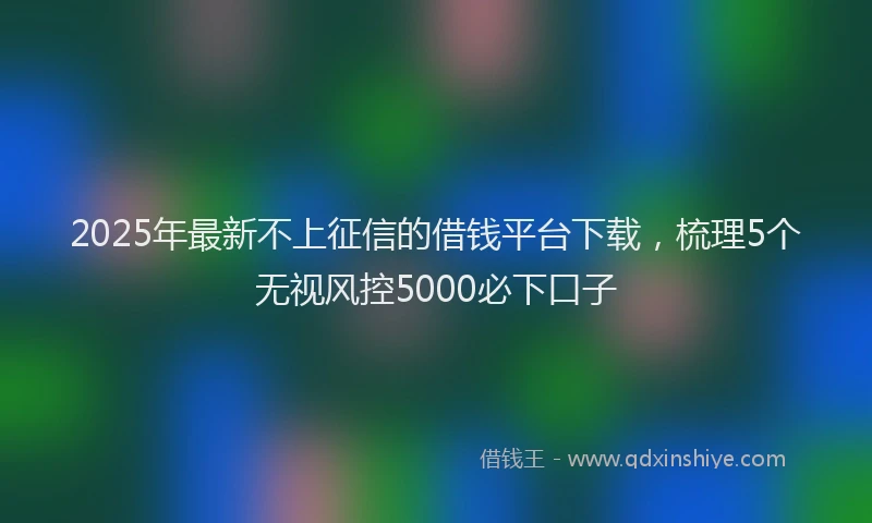 2025年最新不上征信的借钱平台下载，梳理5个无视风控5000必下口子