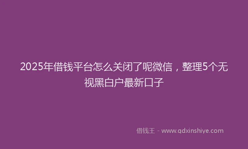 2025年借钱平台怎么关闭了呢微信，整理5个无视黑白户最新口子