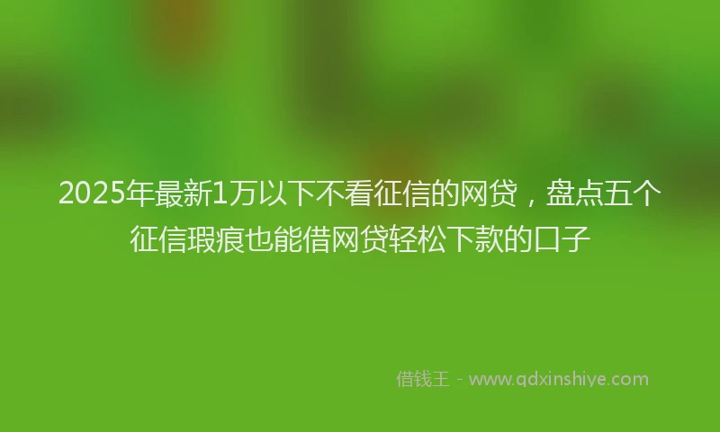 2025年最新1万以下不看征信的网贷，盘点五个征信瑕疵也能借网贷轻松下款的口子