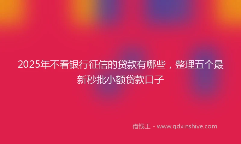 2025年不看银行征信的贷款有哪些，整理五个最新秒批小额贷款口子