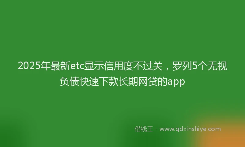 2025年最新etc显示信用度不过关，罗列5个无视负债快速下款长期网贷的app