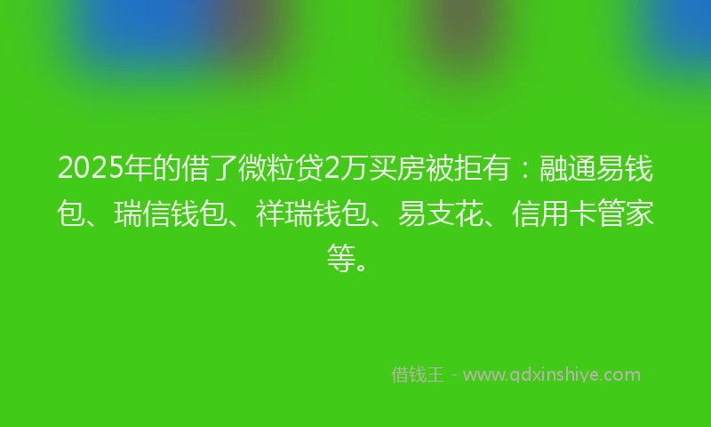 2025年的借了微粒贷2万买房被拒有：融通易钱包、瑞信钱包、祥瑞钱包、易支花、信用卡管家等。