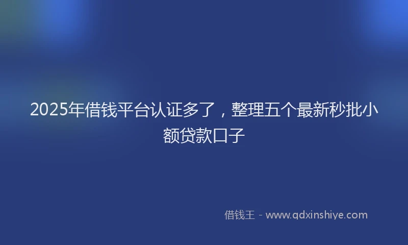 2025年借钱平台认证多了，整理五个最新秒批小额贷款口子