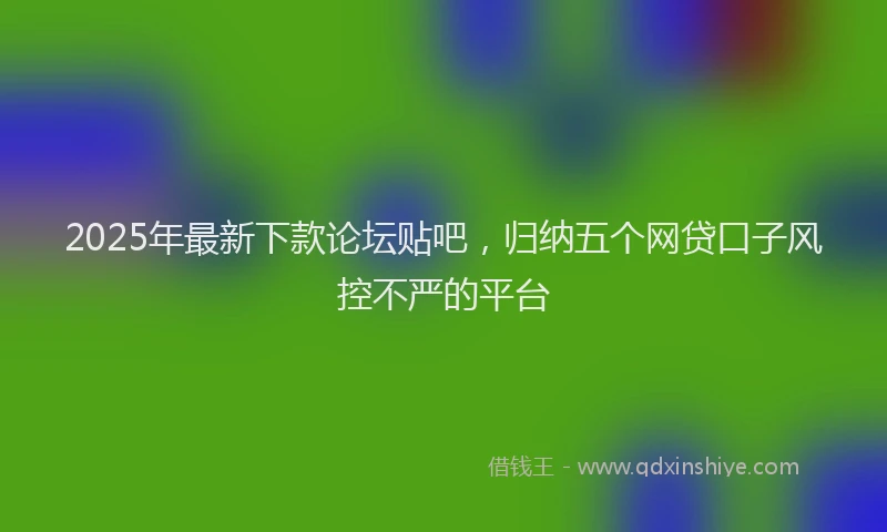 2025年最新下款论坛贴吧，归纳五个网贷口子风控不严的平台