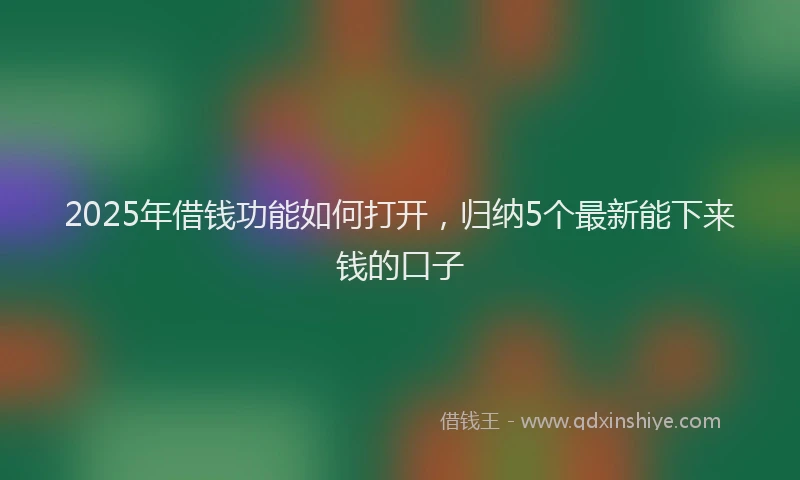 2025年借钱功能如何打开，归纳5个最新能下来钱的口子