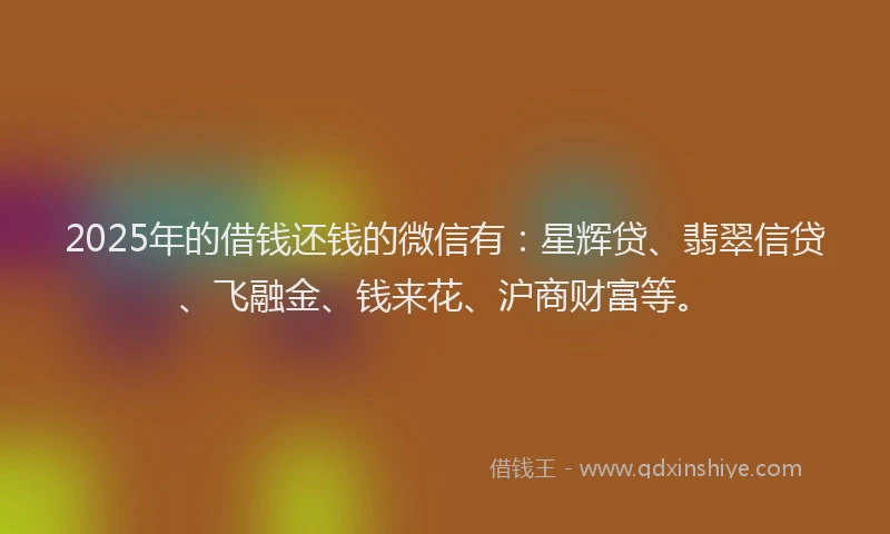 2025年的借钱还钱的微信有：星辉贷、翡翠信贷、飞融金、钱来花、沪商财富等。