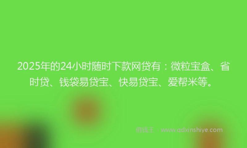 2025年的24小时随时下款网贷有：微粒宝盒、省时贷、钱袋易贷宝、快易贷宝、爱帮米等。