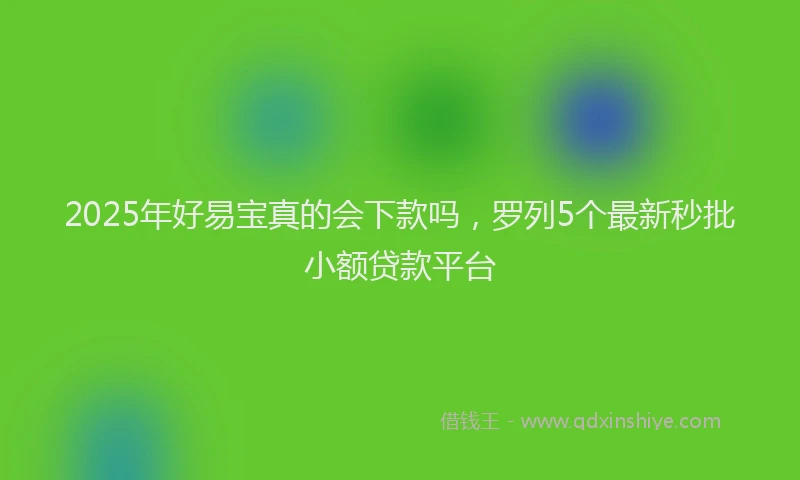 2025年好易宝真的会下款吗，罗列5个最新秒批小额贷款平台