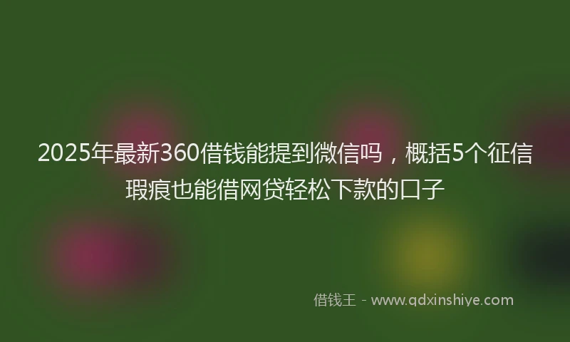 2025年最新360借钱能提到微信吗，概括5个征信瑕疵也能借网贷轻松下款的口子