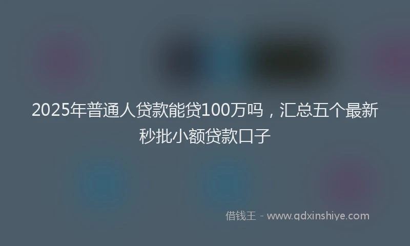 2025年普通人贷款能贷100万吗，汇总五个最新秒批小额贷款口子