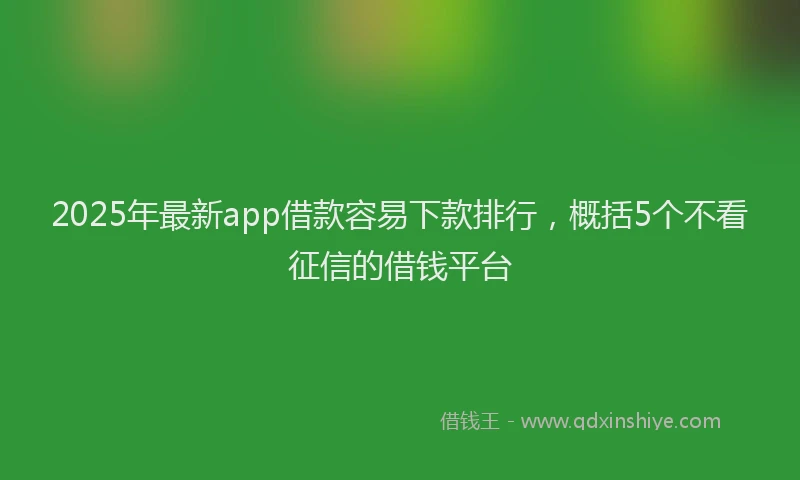 2025年最新app借款容易下款排行，概括5个不看征信的借钱平台