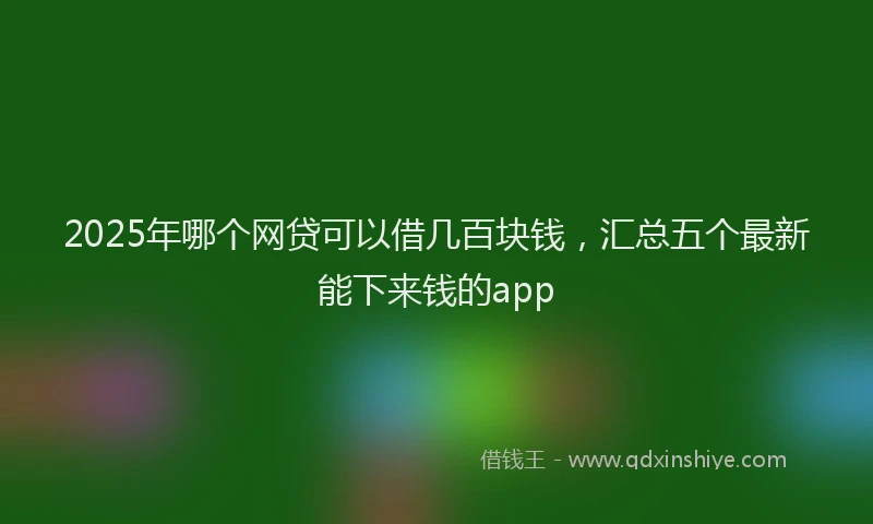 2025年哪个网贷可以借几百块钱，汇总五个最新能下来钱的app