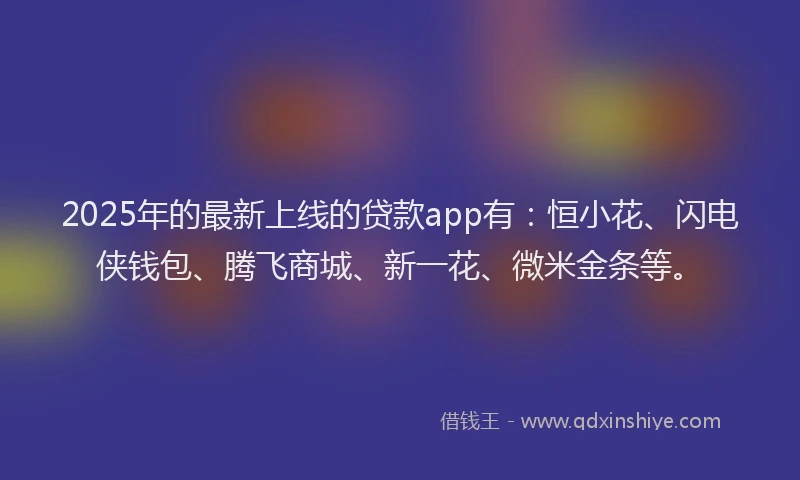 2025年的最新上线的贷款app有：恒小花、闪电侠钱包、腾飞商城、新一花、微米金条等。