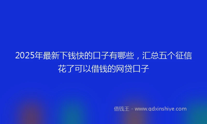 2025年最新下钱快的口子有哪些，汇总五个征信花了可以借钱的网贷口子