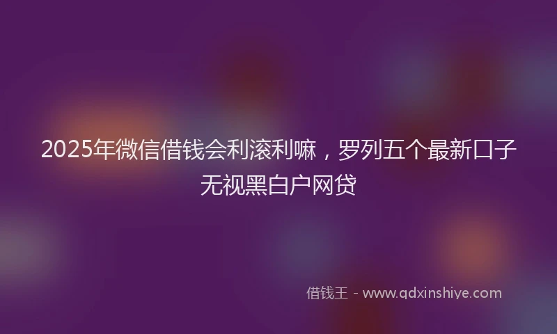2025年微信借钱会利滚利嘛，罗列五个最新口子无视黑白户网贷