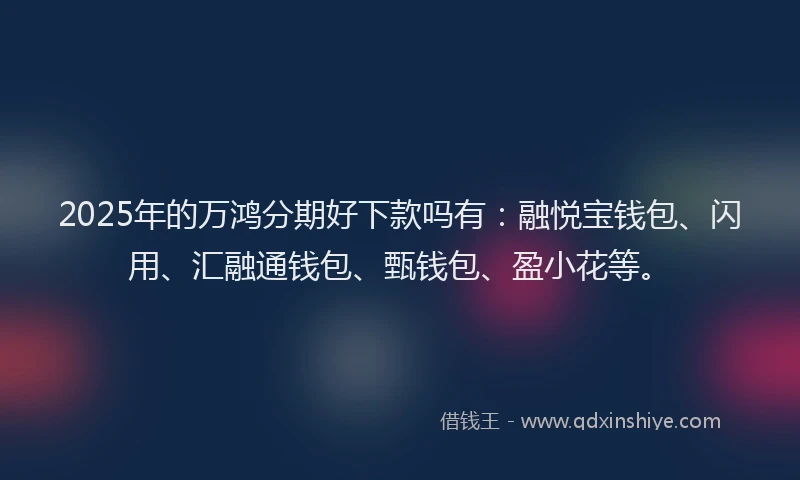 2025年的万鸿分期好下款吗有：融悦宝钱包、闪用、汇融通钱包、甄钱包、盈小花等。
