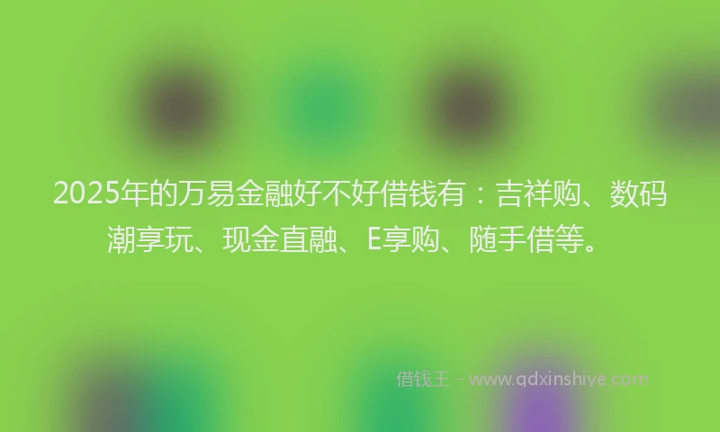 2025年的万易金融好不好借钱有：吉祥购、数码潮享玩、现金直融、E享购、随手借等。