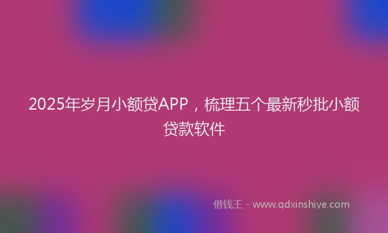 2025年岁月小额贷APP，梳理五个最新秒批小额贷款软件