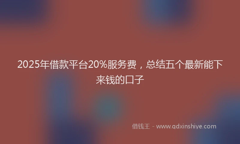 2025年借款平台20%服务费，总结五个最新能下来钱的口子