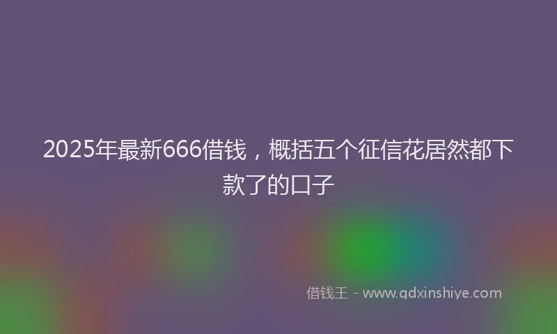 2025年最新666借钱，概括五个征信花居然都下款了的口子
