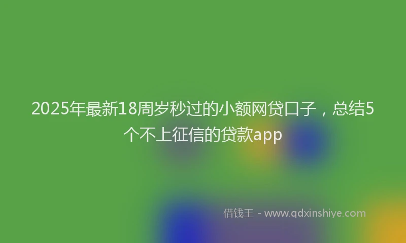 2025年最新18周岁秒过的小额网贷口子，总结5个不上征信的贷款app