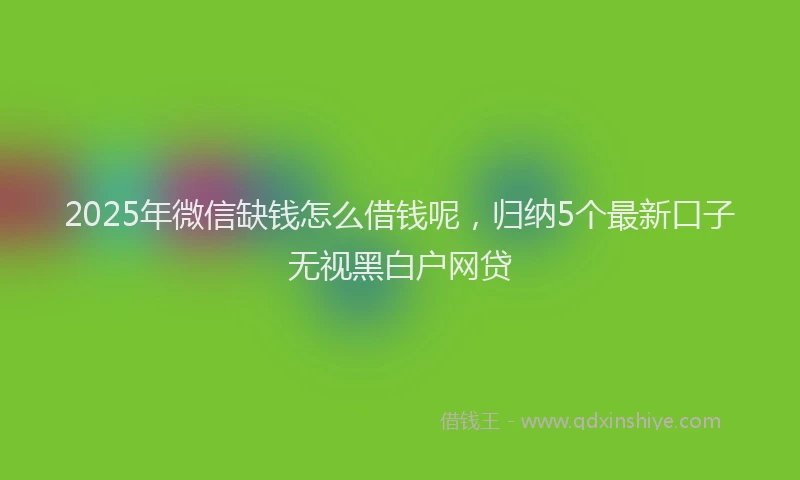 2025年微信缺钱怎么借钱呢，归纳5个最新口子无视黑白户网贷