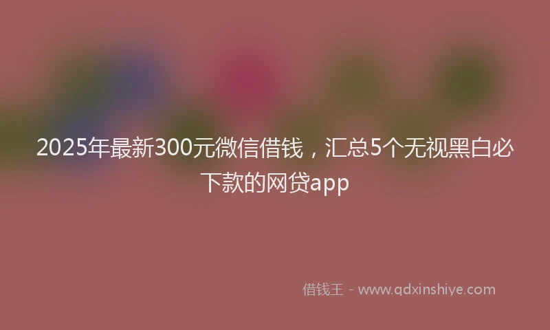 2025年最新300元微信借钱，汇总5个无视黑白必下款的网贷app