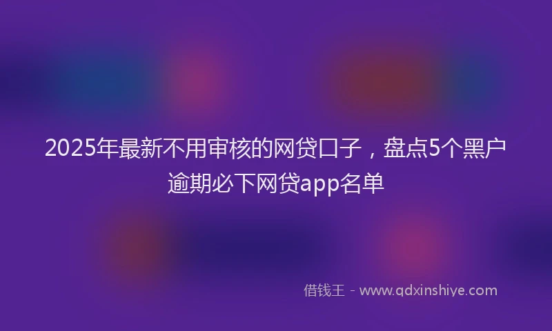 2025年最新不用审核的网贷口子，盘点5个黑户逾期必下网贷app名单