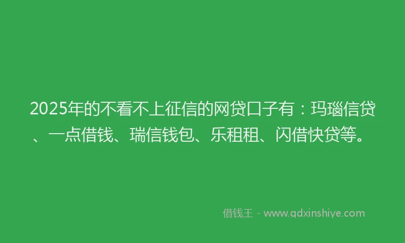 2025年的不看不上征信的网贷口子有：玛瑙信贷、一点借钱、瑞信钱包、乐租租、闪借快贷等。