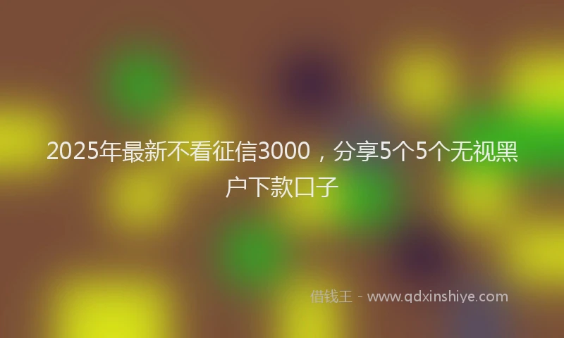 2025年最新不看征信3000，分享5个5个无视黑户下款口子