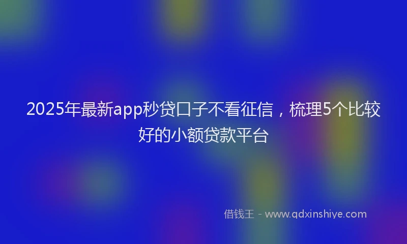 2025年最新app秒贷口子不看征信，梳理5个比较好的小额贷款平台