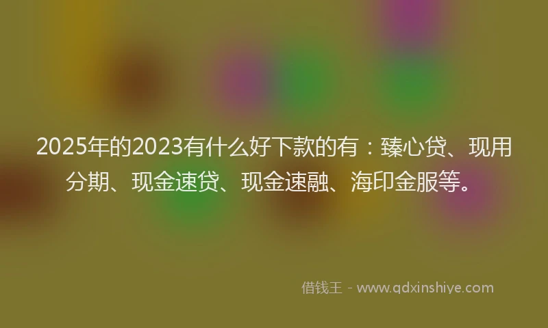 2025年的2023有什么好下款的有：臻心贷、现用分期、现金速贷、现金速融、海印金服等。