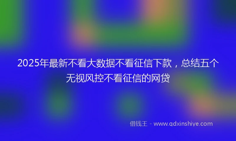 2025年最新不看大数据不看征信下款，总结五个无视风控不看征信的网贷
