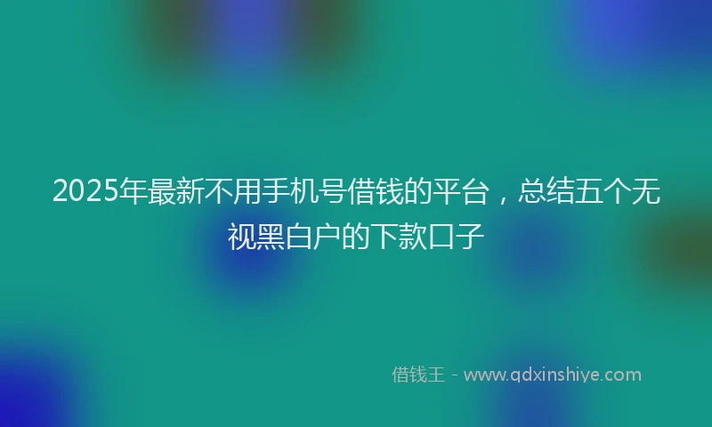2025年最新不用手机号借钱的平台，总结五个无视黑白户的下款口子