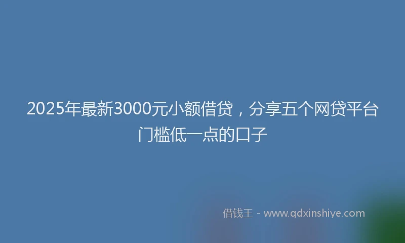 2025年最新3000元小额借贷，分享五个网贷平台门槛低一点的口子