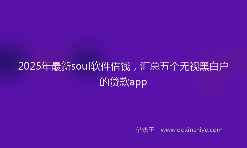 2025年最新soul软件借钱，汇总五个无视黑白户的贷款app