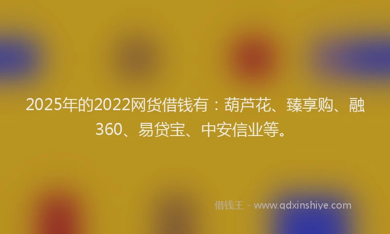 2025年的2022网货借钱有：葫芦花、臻享购、融360、易贷宝、中安信业等。