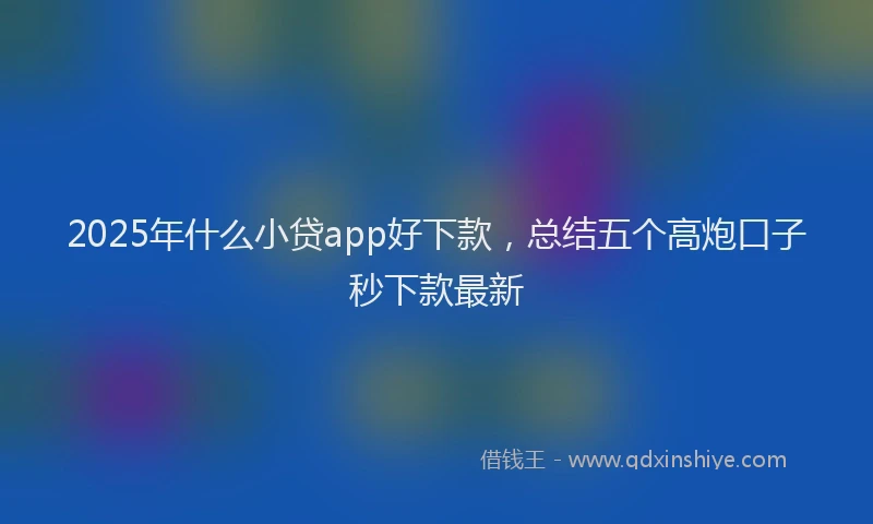 2025年什么小贷app好下款，总结五个高炮口子秒下款最新