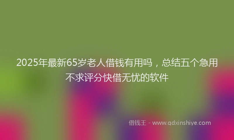 2025年最新65岁老人借钱有用吗，总结五个急用不求评分快借无忧的软件