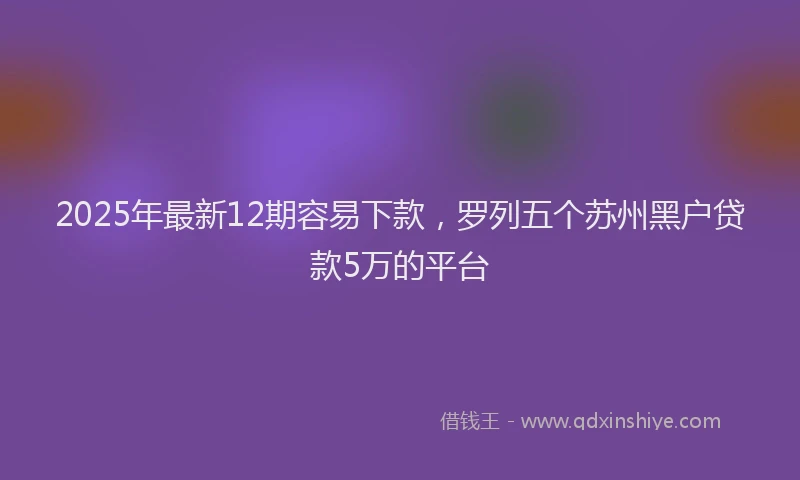 2025年最新12期容易下款，罗列五个苏州黑户贷款5万的平台