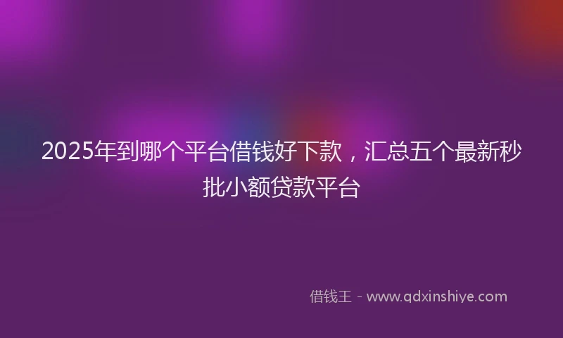 2025年到哪个平台借钱好下款，汇总五个最新秒批小额贷款平台
