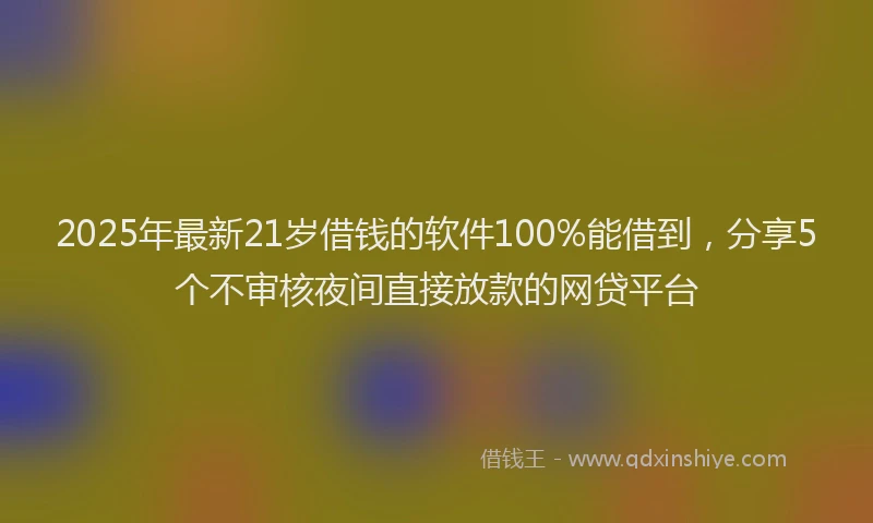 2025年最新21岁借钱的软件100%能借到，分享5个不审核夜间直接放款的网贷平台