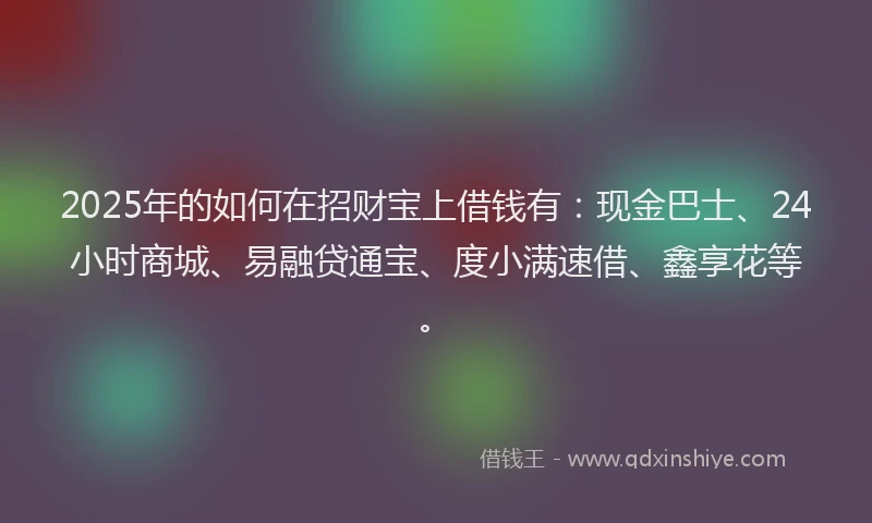 2025年的如何在招财宝上借钱有：现金巴士、24小时商城、易融贷通宝、度小满速借、鑫享花等。