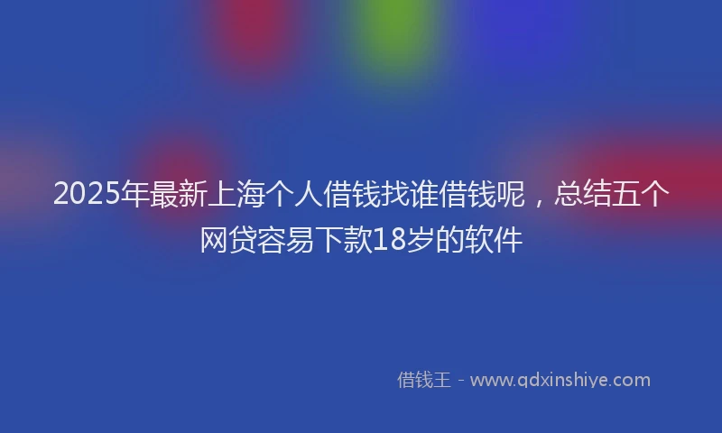 2025年最新上海个人借钱找谁借钱呢，总结五个网贷容易下款18岁的软件