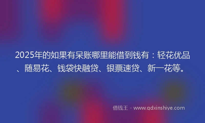 2025年的如果有呆账哪里能借到钱有：轻花优品、随易花、钱袋快融贷、银票速贷、新一花等。