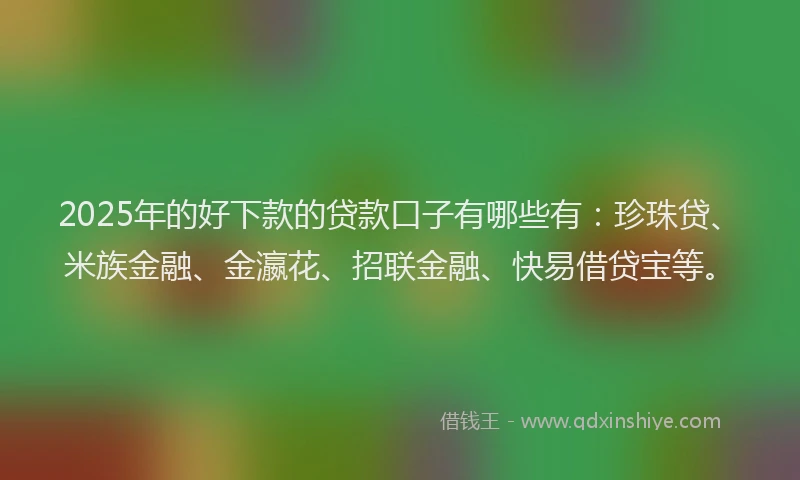 2025年的好下款的贷款口子有哪些有：珍珠贷、米族金融、金瀛花、招联金融、快易借贷宝等。